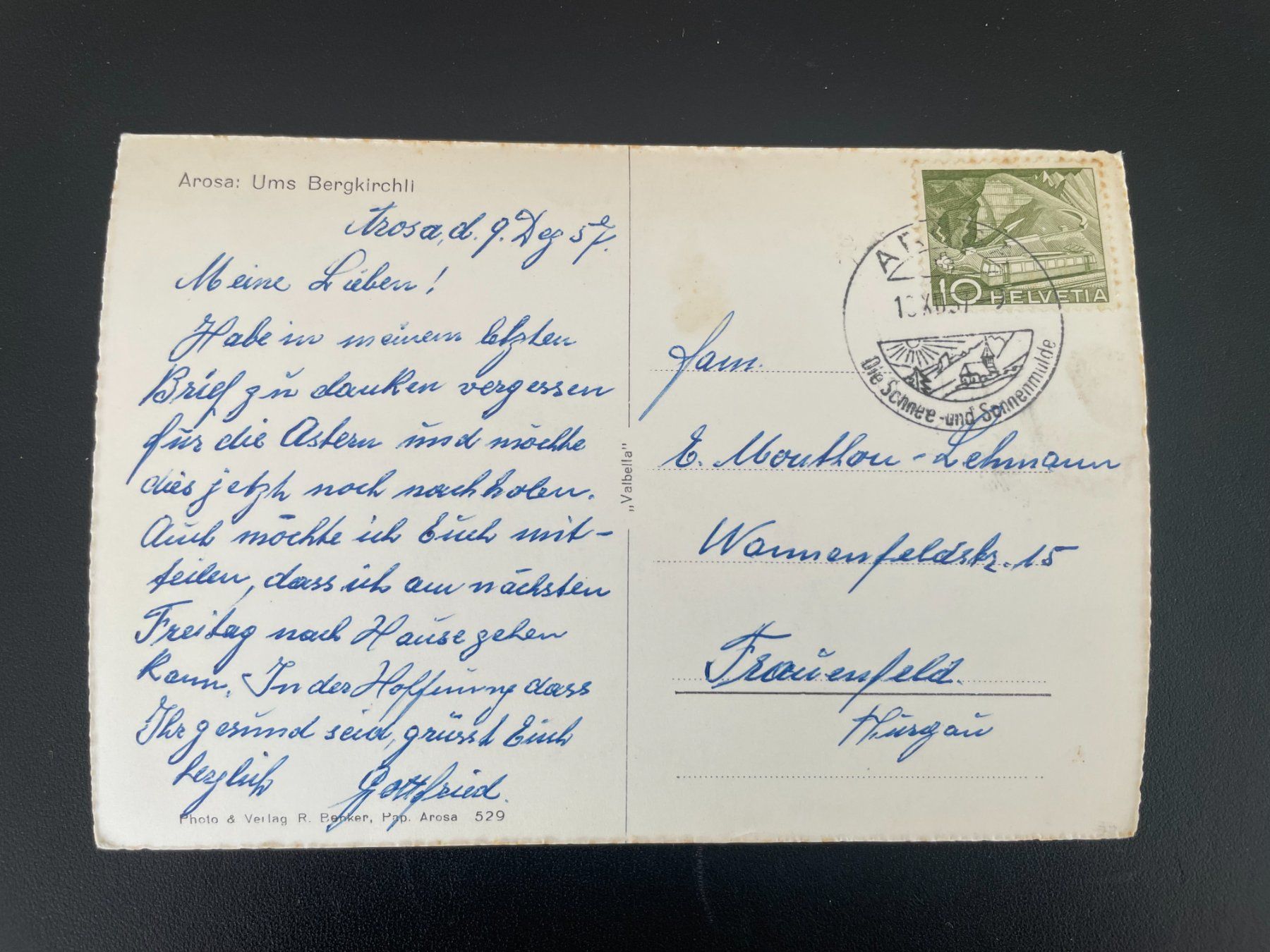 Ansichtskarten: AK GR Arosa, ums Bergkirchli – Gebraucht aus Thal von Danny82 1