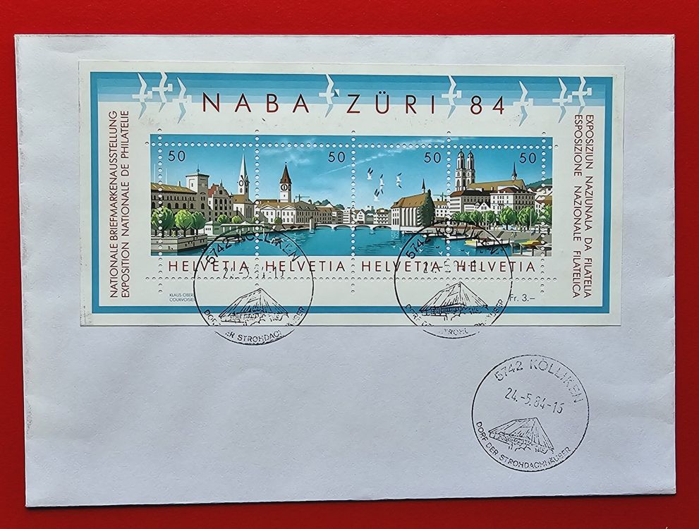 NABA ZÜRICH BLOCK 24 KÖLLIKEN AARGAU K-STEMPEL ORTS FDC 1984 (Neu ...