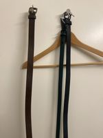 3 Genuine Leather SLIM Belts - Brown, Black, Green