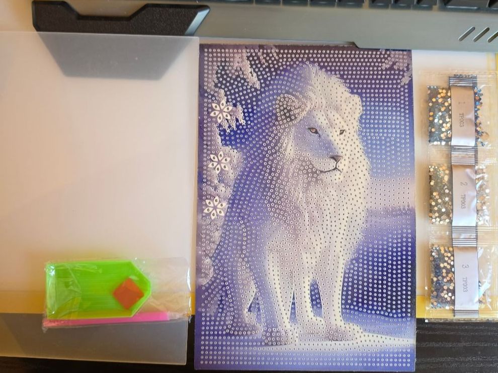 Bastelsets: DIAMOND PAINTING TABLETT WEISSER LÖWE – Neu und originalverpackt aus Dintikon von bonita099