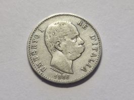 Italien 1- Lira 1886 silber.
