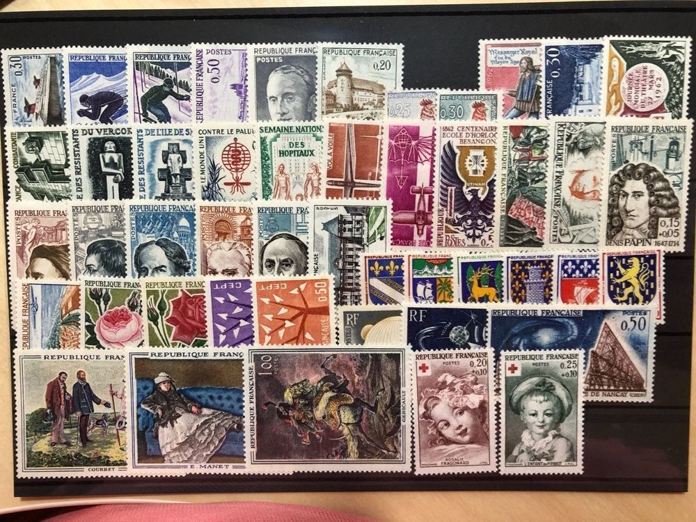 ISB COLLECTION 1962 – Timbres France Année Complète, Neufs, Déclinaison Annuelle – Collection Philatélie