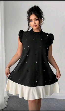 Schwarzes kleid mit Perlen, Grösse 3XL, Top Zustand!