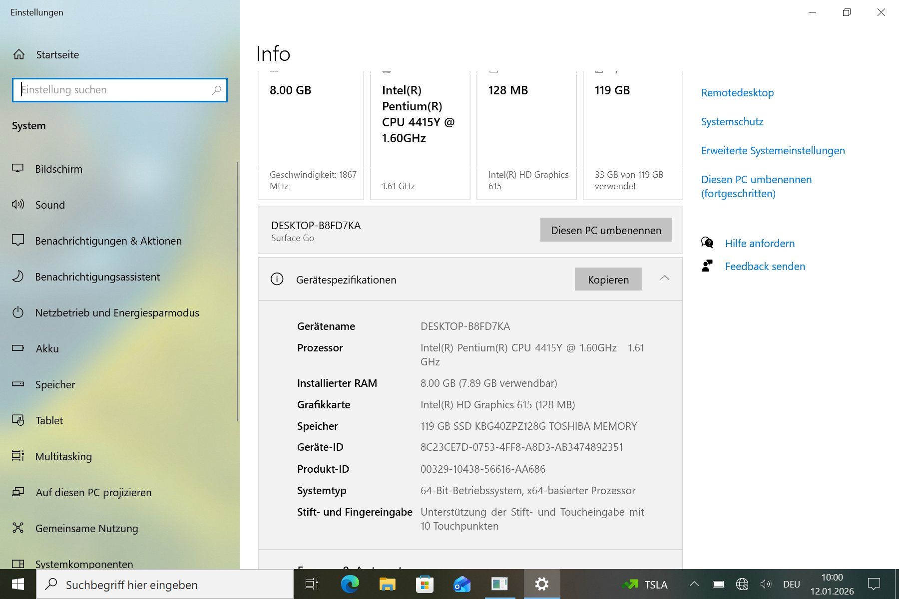 Microsoft Notebook: Microsoft Surface Go / W10 / 8GB RAM / Zubehör – Usato da Sachseln venduto da Grogettli 4