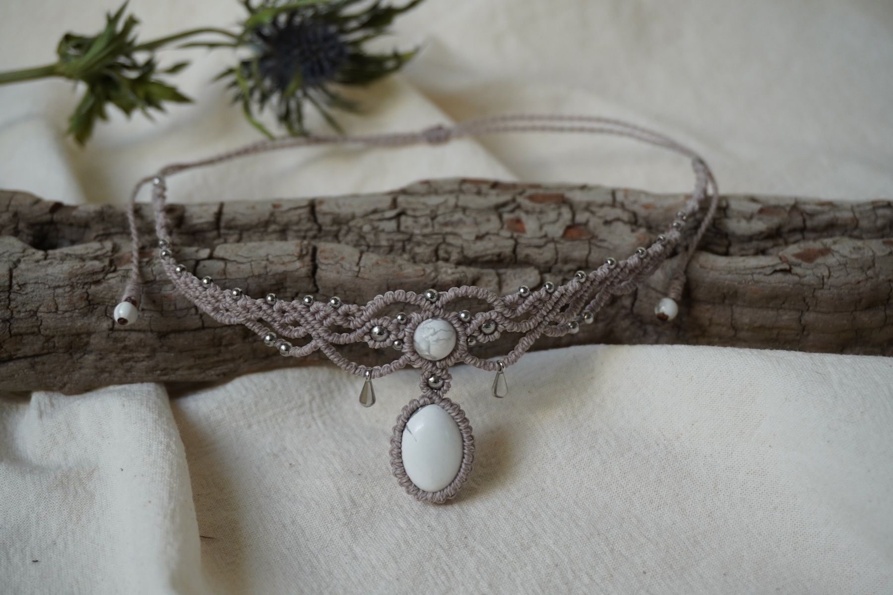 Catenine: mirava - Makramee Choker-Halskette - Personalisierbar – Nuovo (secondo la descrizione) da Heerbrugg venduto da R.St27 3