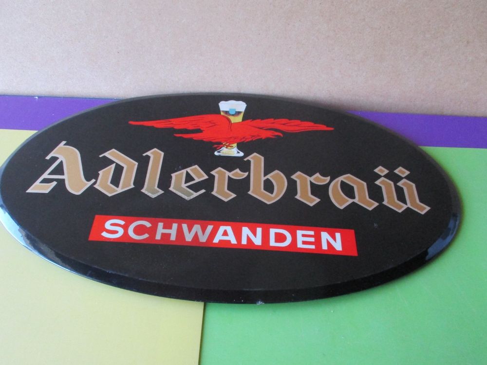 Adlerbr u Schwanden Kartonschild Oval Plastifiziert Gebraucht In 