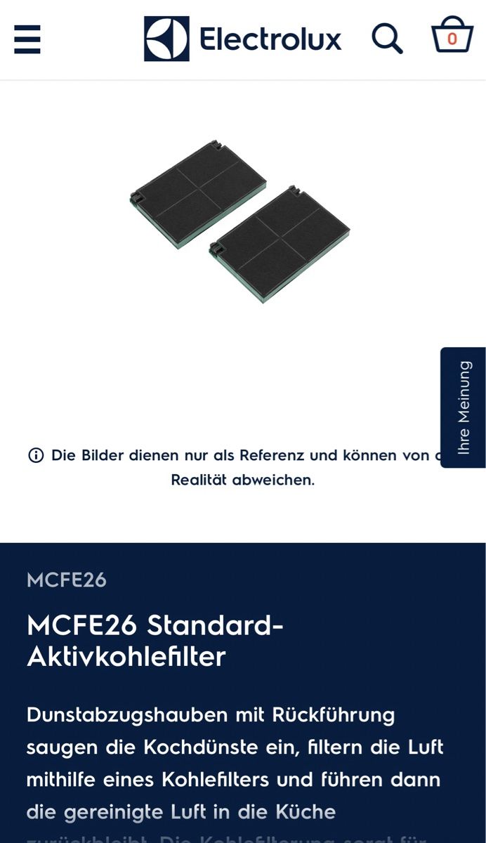 Electrolux Dampfabzug: Electrolux MCFE26 Standard-Aktivkohlefilter Dunstabzugshaube – Neu (gemäss Beschreibung) aus Zürich von  2