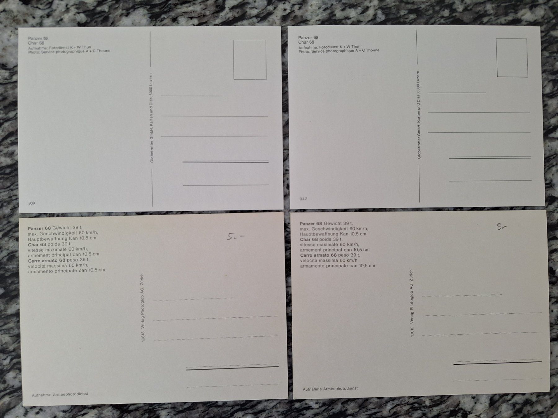 Cartoline postali: 4 AK Militär Schweiz, Panzer 68 – Usato da Lohn-Ammannsegg venduto da Beo71 1