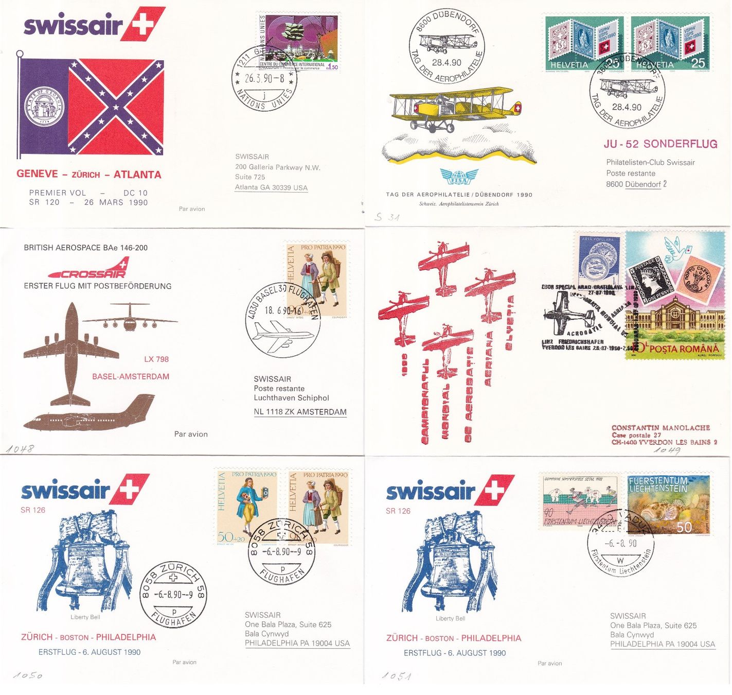 Tutti i francobolli: 40 Stk. CH Flugpost Briefe, Karten ab 1989, Swissair etc. – Usato da Münchwilen AG venduto da Nesar 3