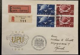 Schweiz UPU 1949 Express Einschreiben Sonderstempel