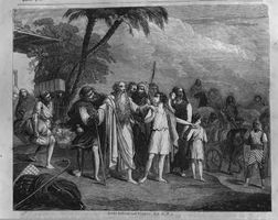 Holzstich 1862 - Jakobs Aufbruch nach Ägypten