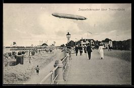 Travemünde, Zeppelinkreuzer über Stran