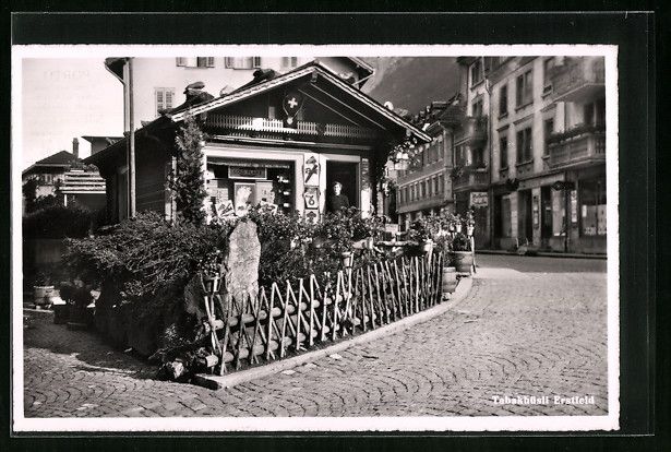 Cartoline postali: Erstfeld, Strassenpartie mit Tabakhüsli – Usato da Berlin venduto da bartko-reher