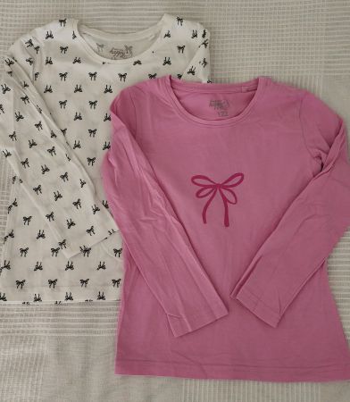 Mädchen Langarmshirts 2er Set Grösse 122 rosa weiss
