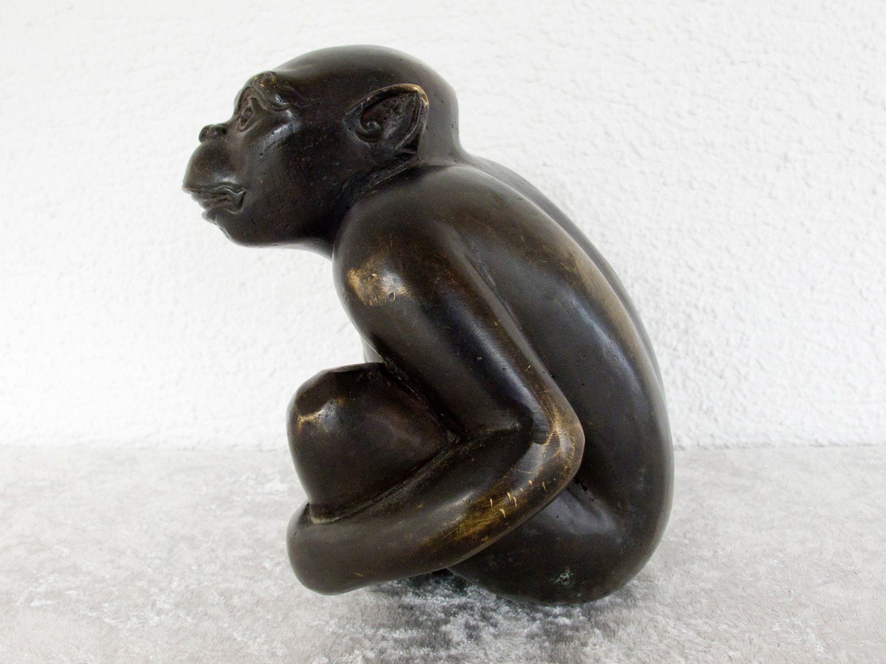 Sculture & Statue: AFFE SKULPTUR Messing Brass Monkey Schimpanse Figur – Usato da Blauen venduto da wosonst 1