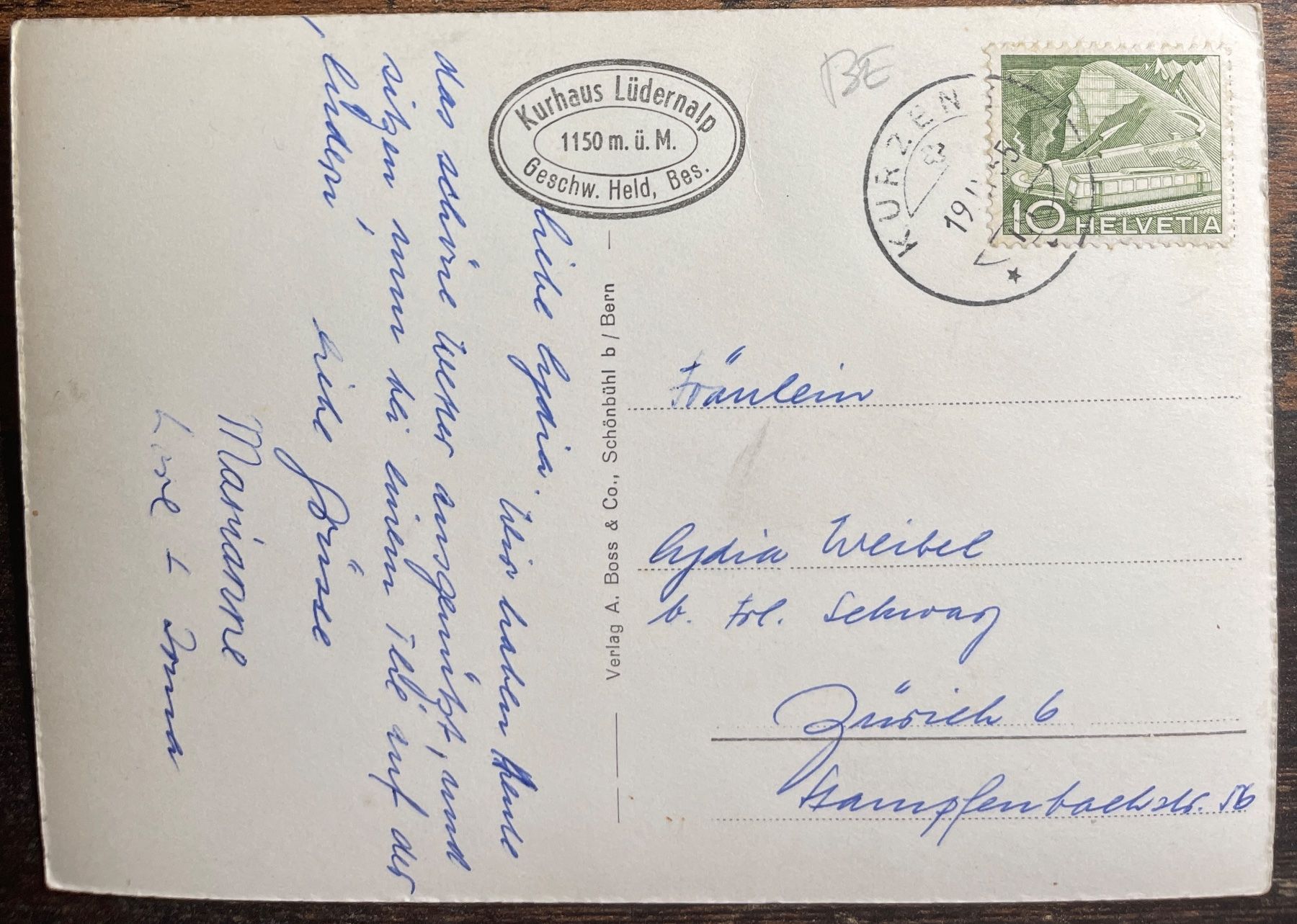 Ansichtskarten: LÜDERNALP - KÜHE AUF DER WEIDE 1955 – Gebraucht aus Lutry von Ediego 1