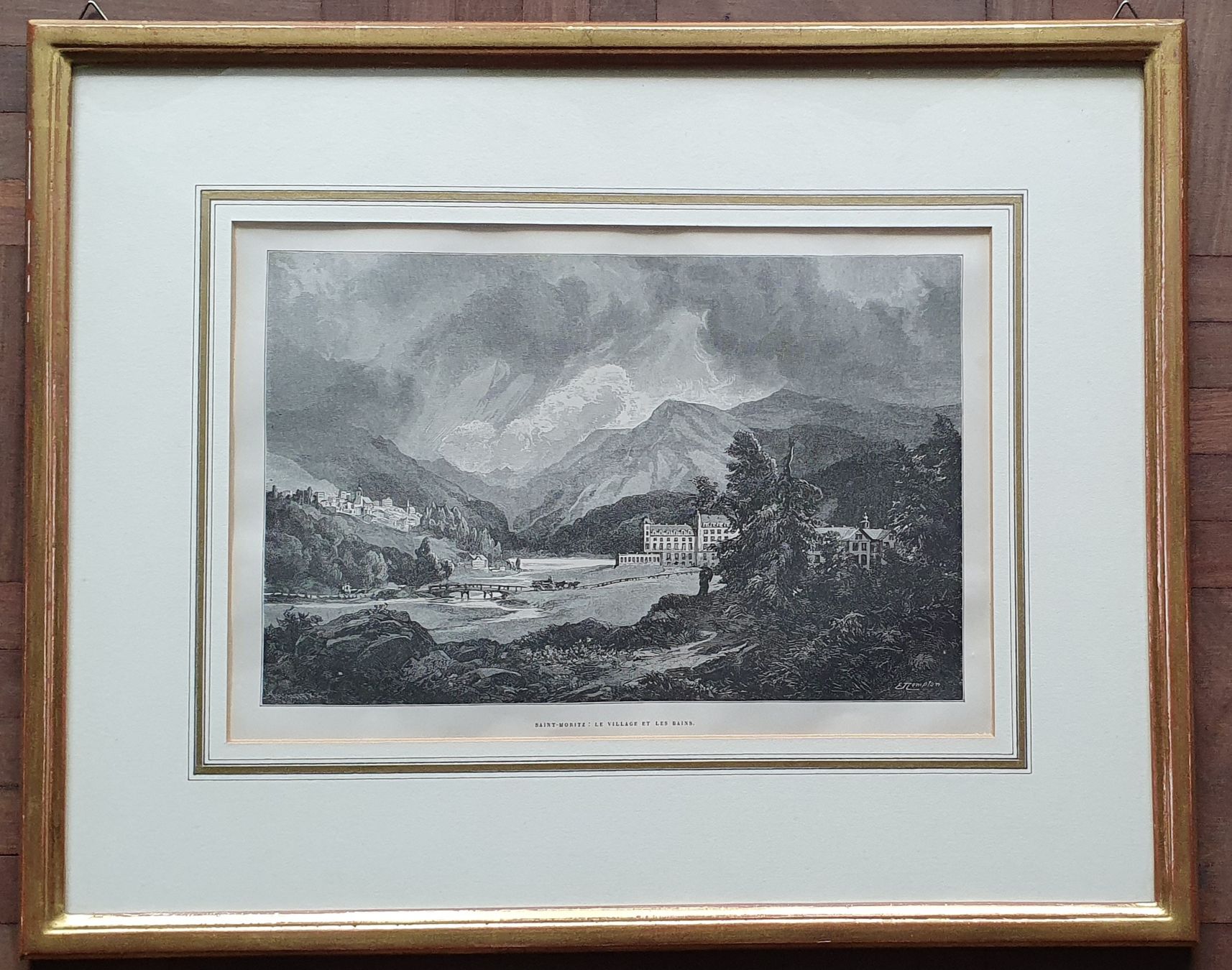 Incisioni: Bild - St.Moritz,  Holzstich im Goldrahmen – Usato da Kreuzlingen venduto da Rschweiz1 1