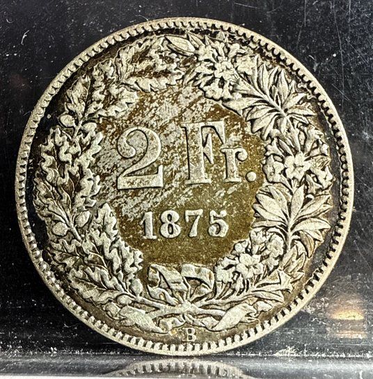 Alle Münzen: 2 FRANKEN 1875 SILBER SELTEN !!! – Gebraucht aus Aurigeno von SCS