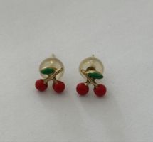 Boucles d'oreilles cerises en or jaune véritable, bon état