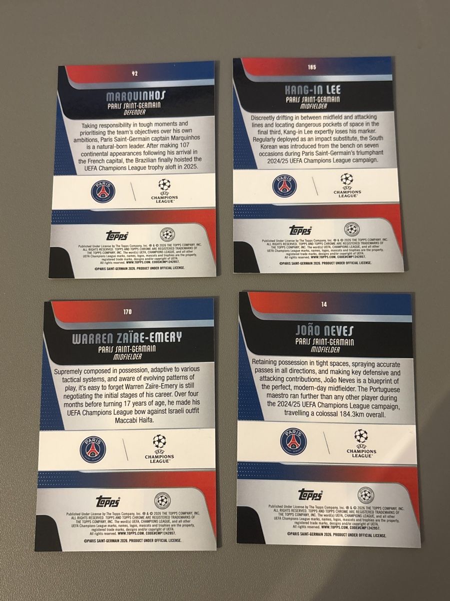 Topps Sammelbilder & Trading cards: Topps Chrome Paris Saint-Germain 4er Set neu – Neu (gemäss Beschreibung) aus Wabern von fig_t688 1