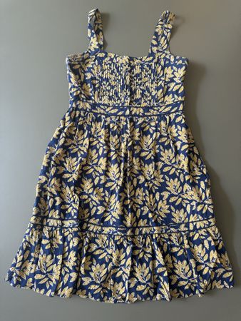 Sundress pattern leaves blue yellow size M
