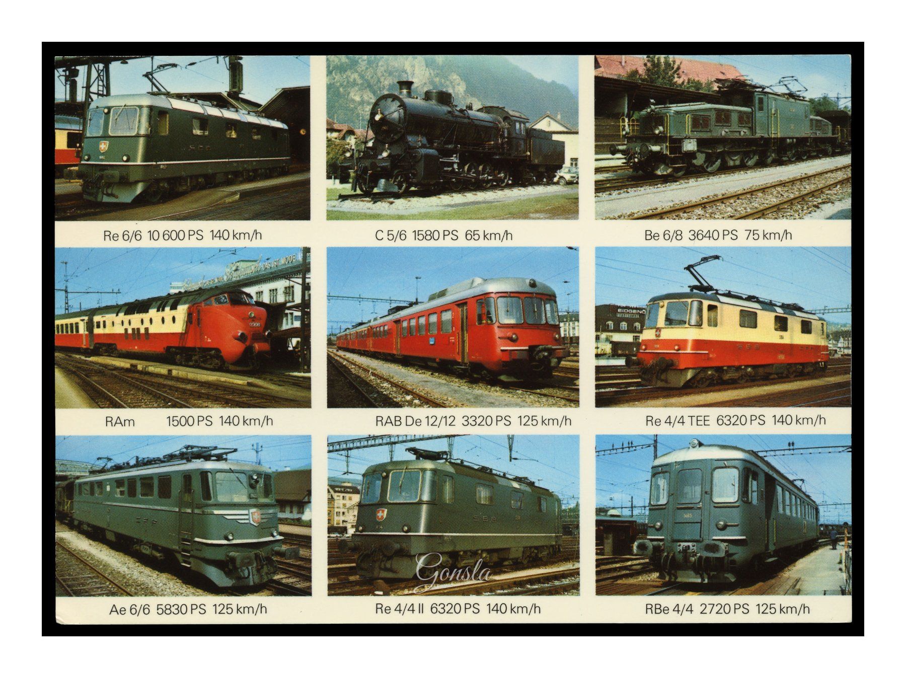 Cartoline postali: LOCOMOTIVES SUISSES - 1970 "9 Modèles" – Usato da Onex venduto da gonsla01