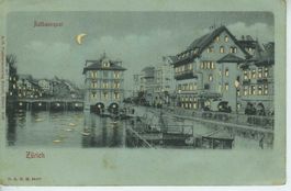 Zürich -Karte mit leuchtenden Fenstern - vor 1905