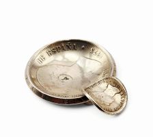 Cendrier  en ARGENT MASSIF - 5 Pesetas 1875 Espagne 