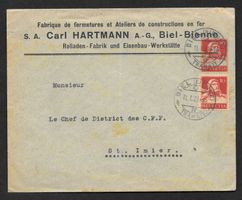 Biel-Bienne illustr. Ganzsache Hartmann Rolladen Fabrik 1921