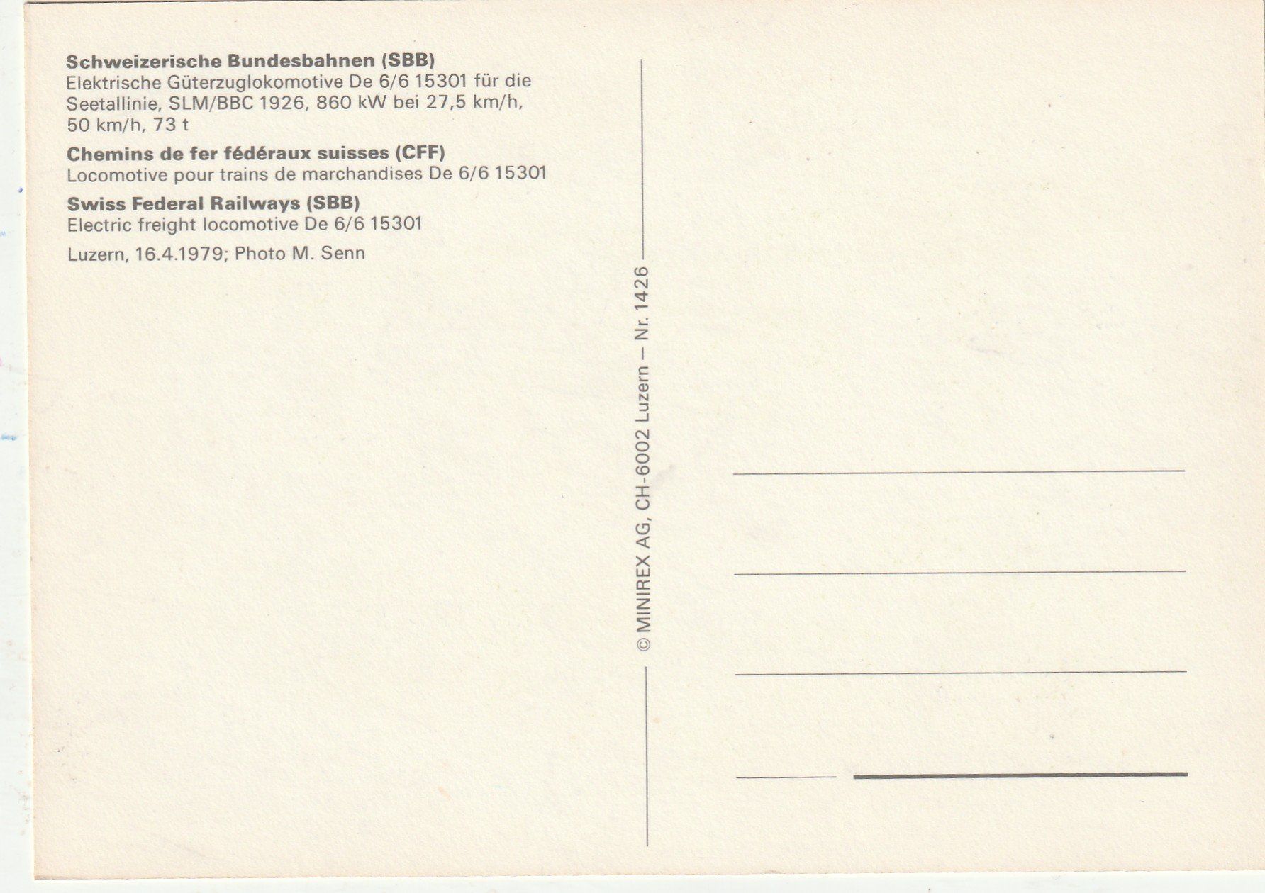 Cartoline postali: SBB Güterlokomotive 1979 – Usato da Lumbrein venduto da made02 1