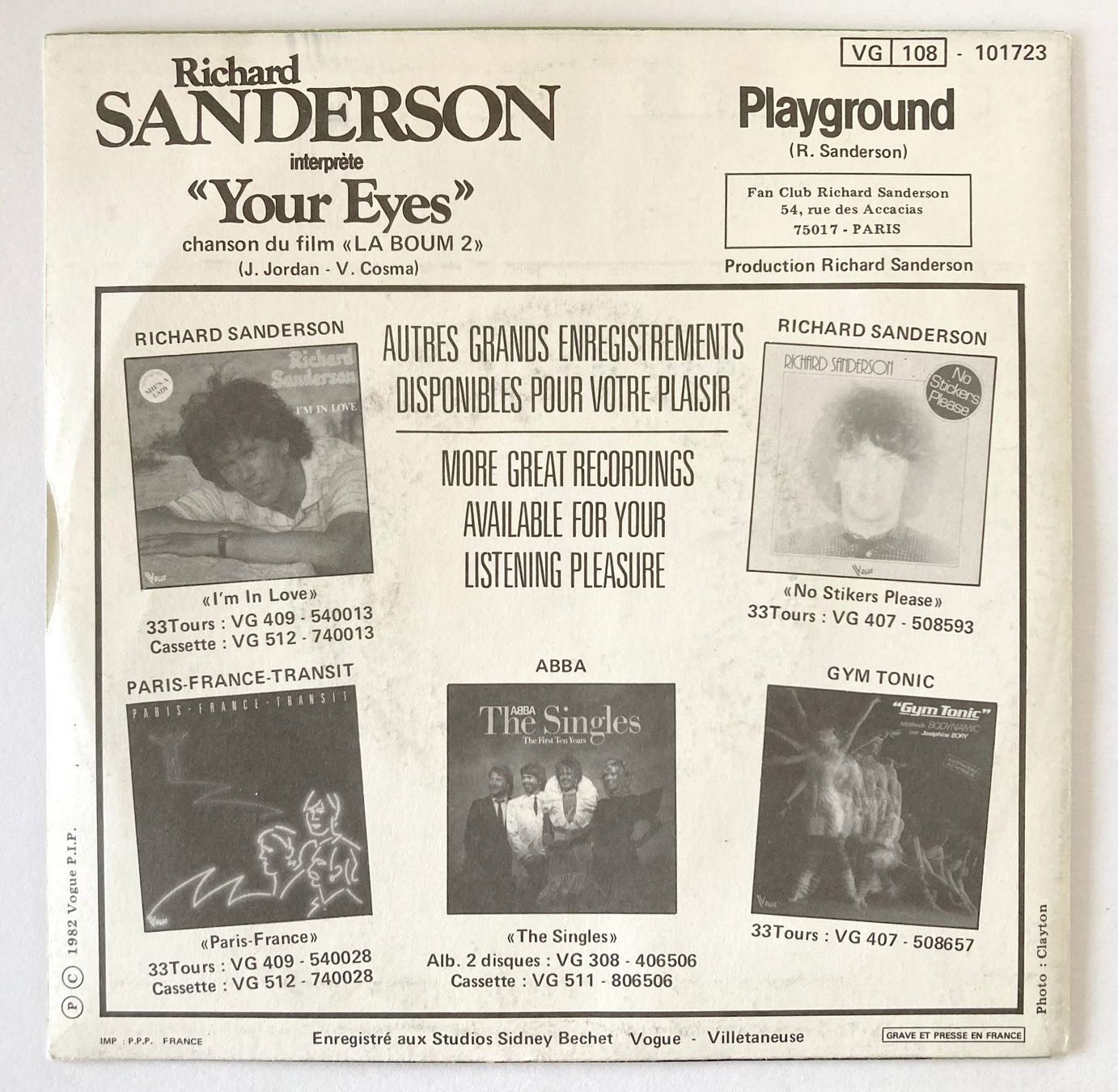 Schallplatten: RICHARD SANDERSON - YOUR EYES – Gebraucht aus Bottens von hotter-than-hell 1