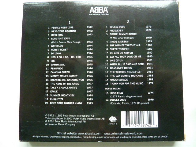 CD: ABBA - The Definitive Collection  (2 CD's) – Usato da Au ZH venduto da sikoku 3