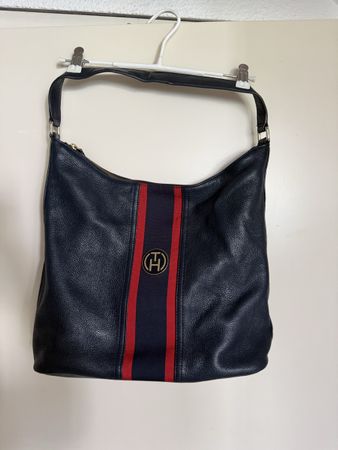 Tommy Hilfiger Handbag Dark Blue Leather Stripe Detail