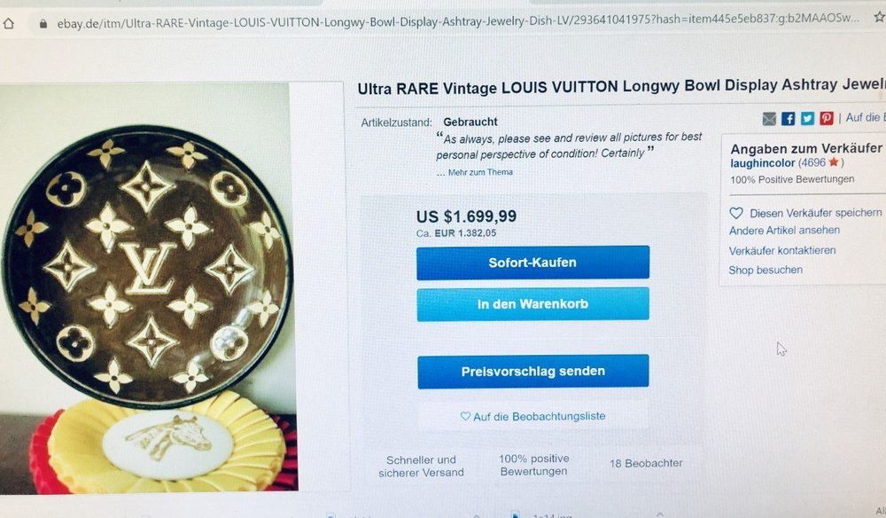 Ultra RARE Vintage LOUIS VUITTON Longwy Bowl Display Ashtray Jewelry Dish LV