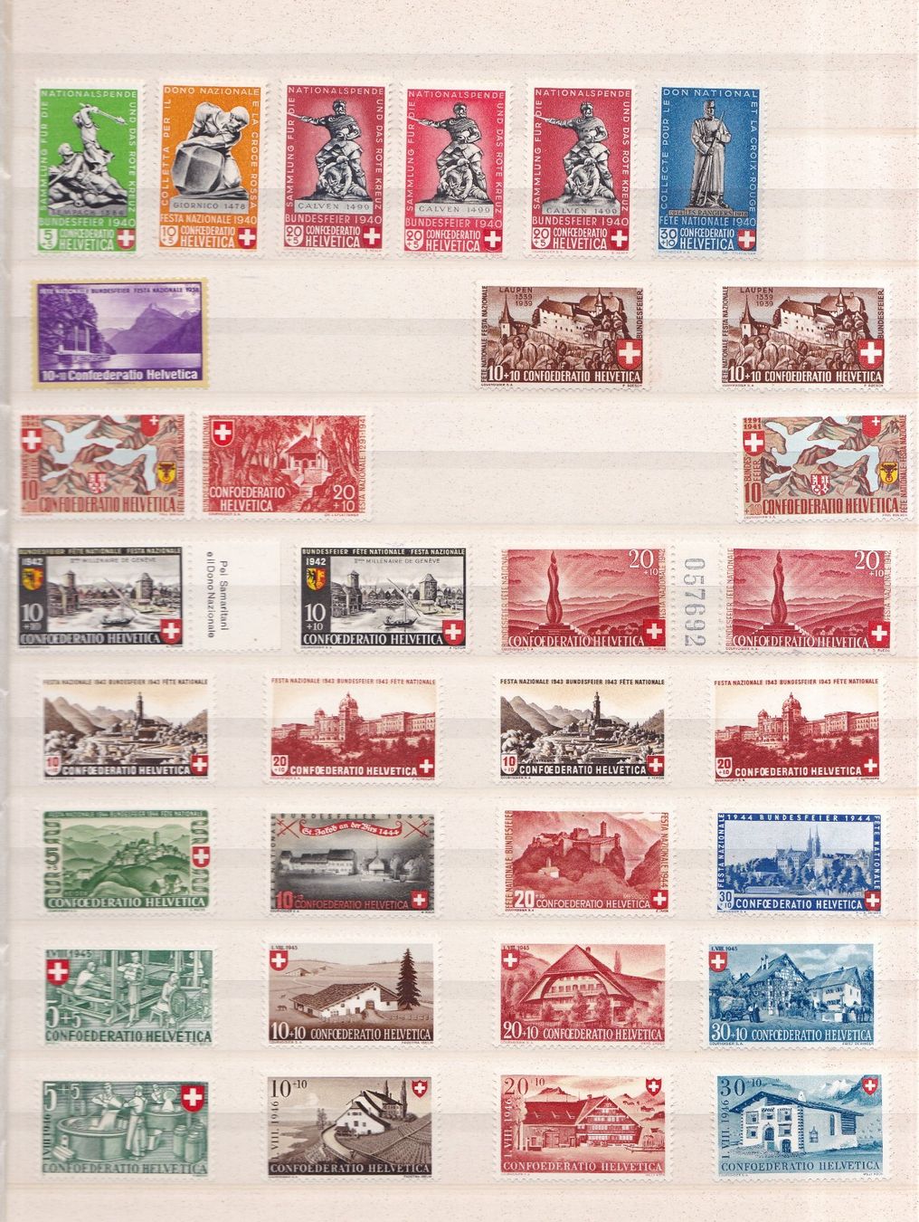 Tutti i francobolli: Pro Patria Briefmarken ab 1938, postfrisch – Usato da Münchwilen AG venduto da Nesar