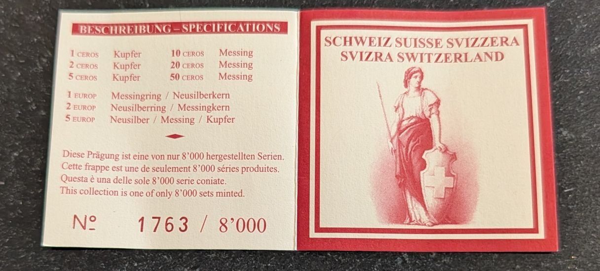 Tutti le monete: Probemünzsatz Euro Schweiz 2003 – Nuovo (secondo la descrizione) da Arch venduto da moneyswiss 1