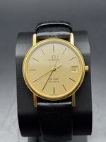 Omega De Ville Quartz Herrenuhr Vergoldet Lederarmband 