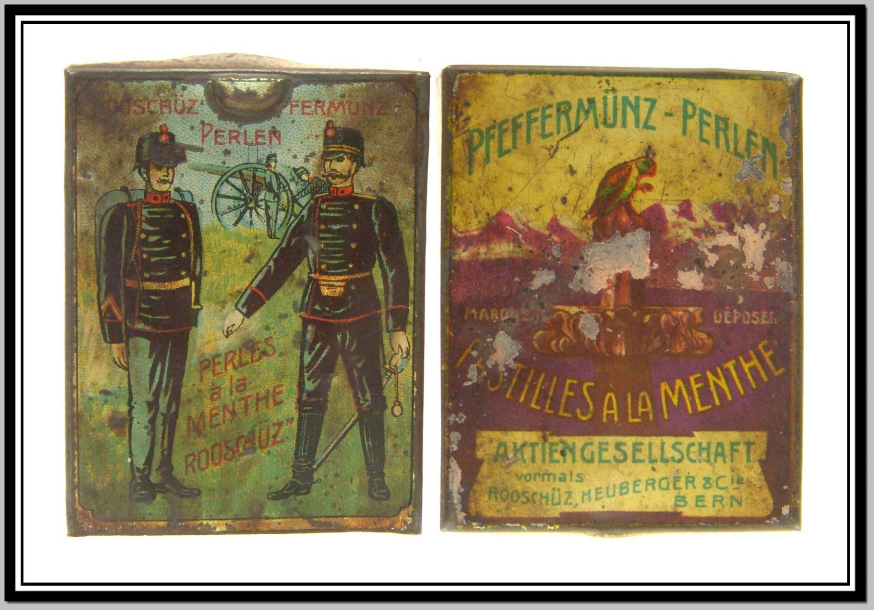 Dosen: Pfeffermünz Perlen AG Bern um 1914 WK1 Blechdose – Gebraucht aus Langenthal von hamster-raeumung 1