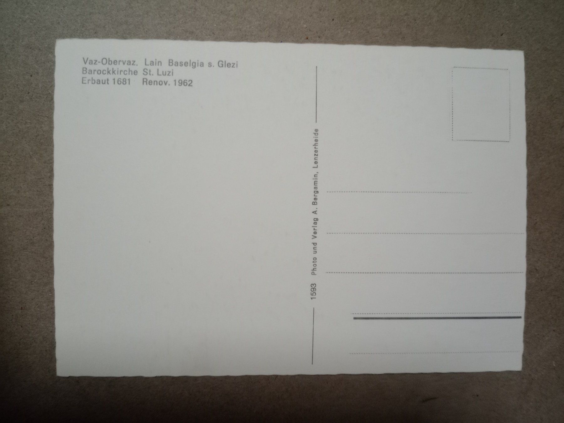 Cartoline postali: Vaz-Obervaz Graubünden Kirche St.Luzi – Usato da Küttigen venduto da Melisch1000 1