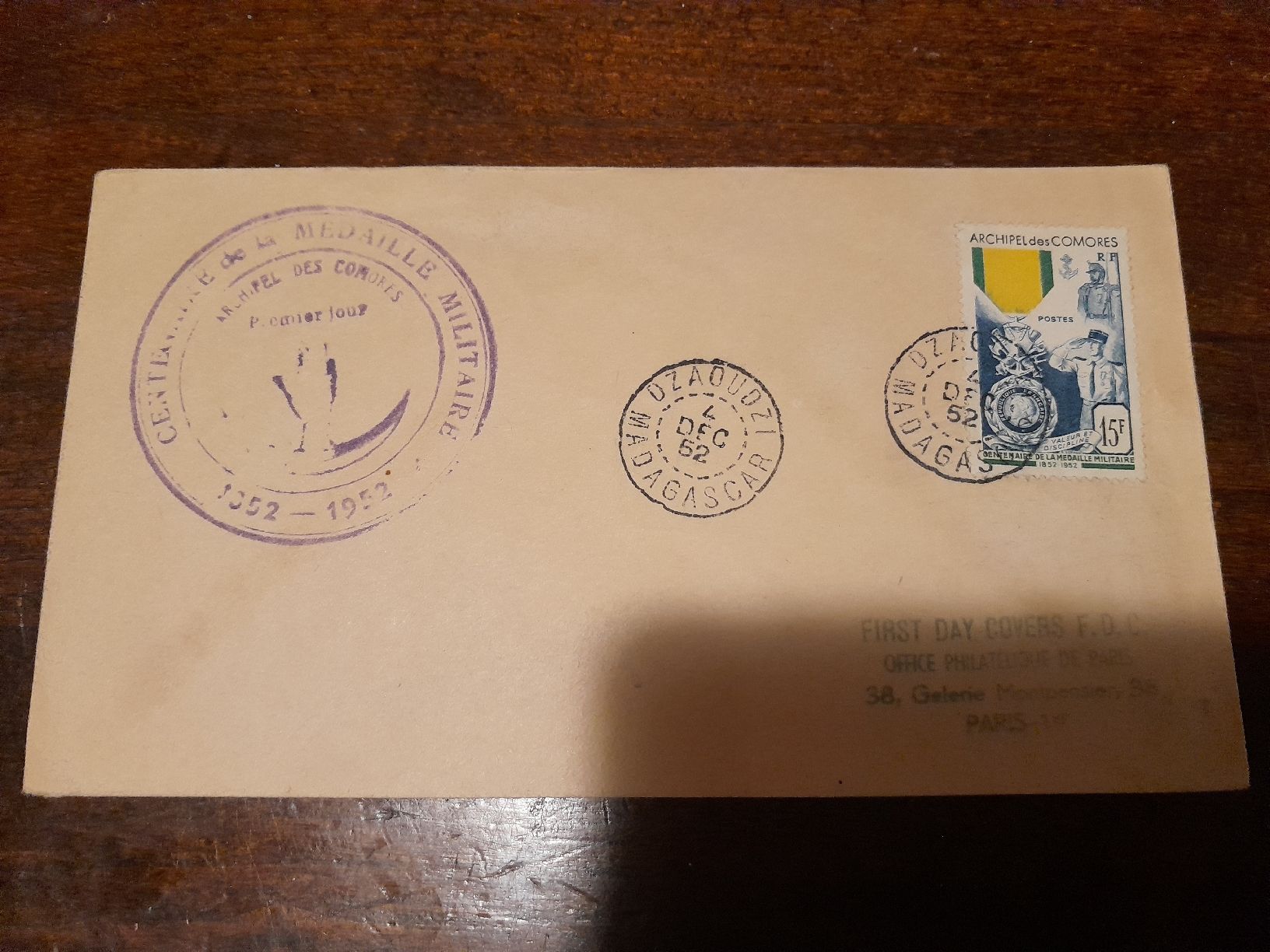 Tutti i francobolli: Enveloppe Comores 1952 Dzaoudzi Madagascar – Usato da Marly venduto da globetrotter1723