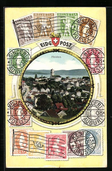 Cartoline postali: Heiden, Ortsansicht aus der Vogelschau,  – Usato da Berlin venduto da bartko-reher