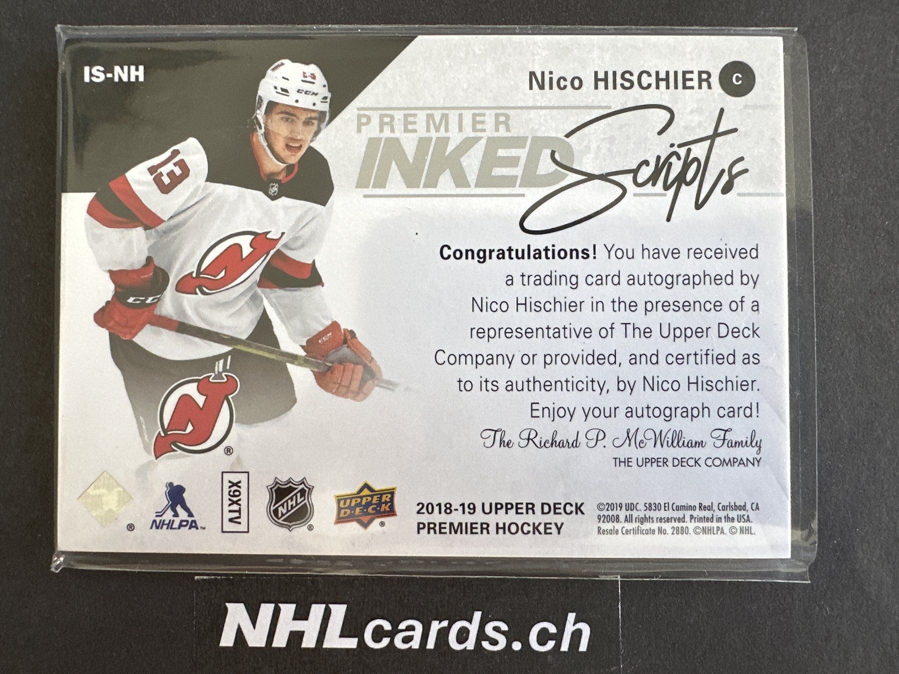 NHL Sammelbilder & Trading cards: Nico Hischier Premier Inked Scripts NHL Auto Card /50 – Gebraucht aus Belp von nhlcards.ch 1