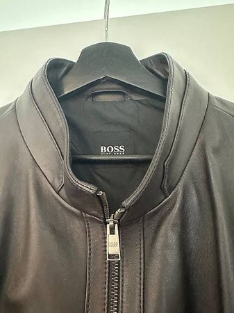 HUGO BOSS Herren Lederjacke Gr. 56 / XXL  Schwarz