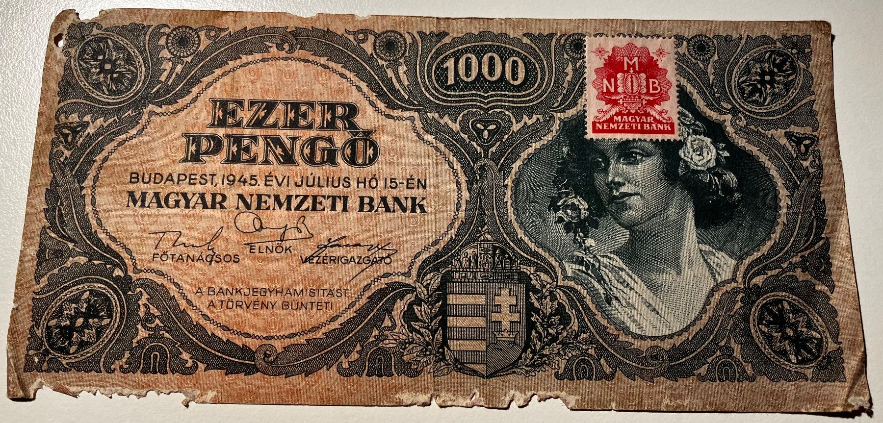 Banconote: Ungarn 1000 Pengo 1945 – Usato da Algetshausen venduto da Carrhard