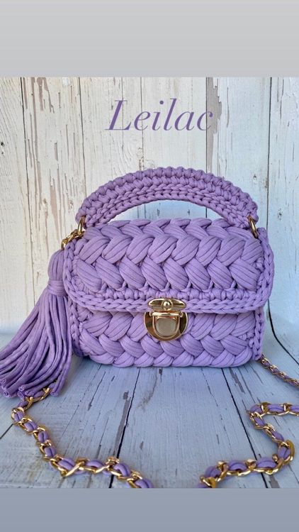 Gehäkelte Handtasche Damen - Gestreifte Boho Shopper Tasche 24x30cm