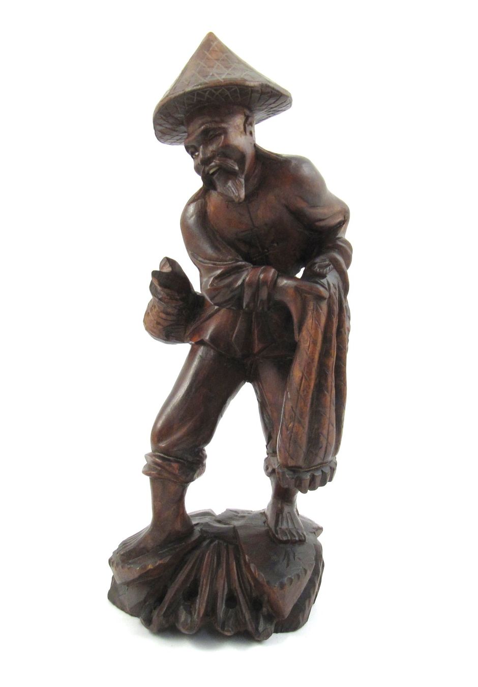 Statuette: Holz OKIMONO eines Netzfischers – Usato da Meinisberg venduto da duveen
