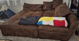 Ecksofa mit Schlaffunktion - braun - ecke Rechts