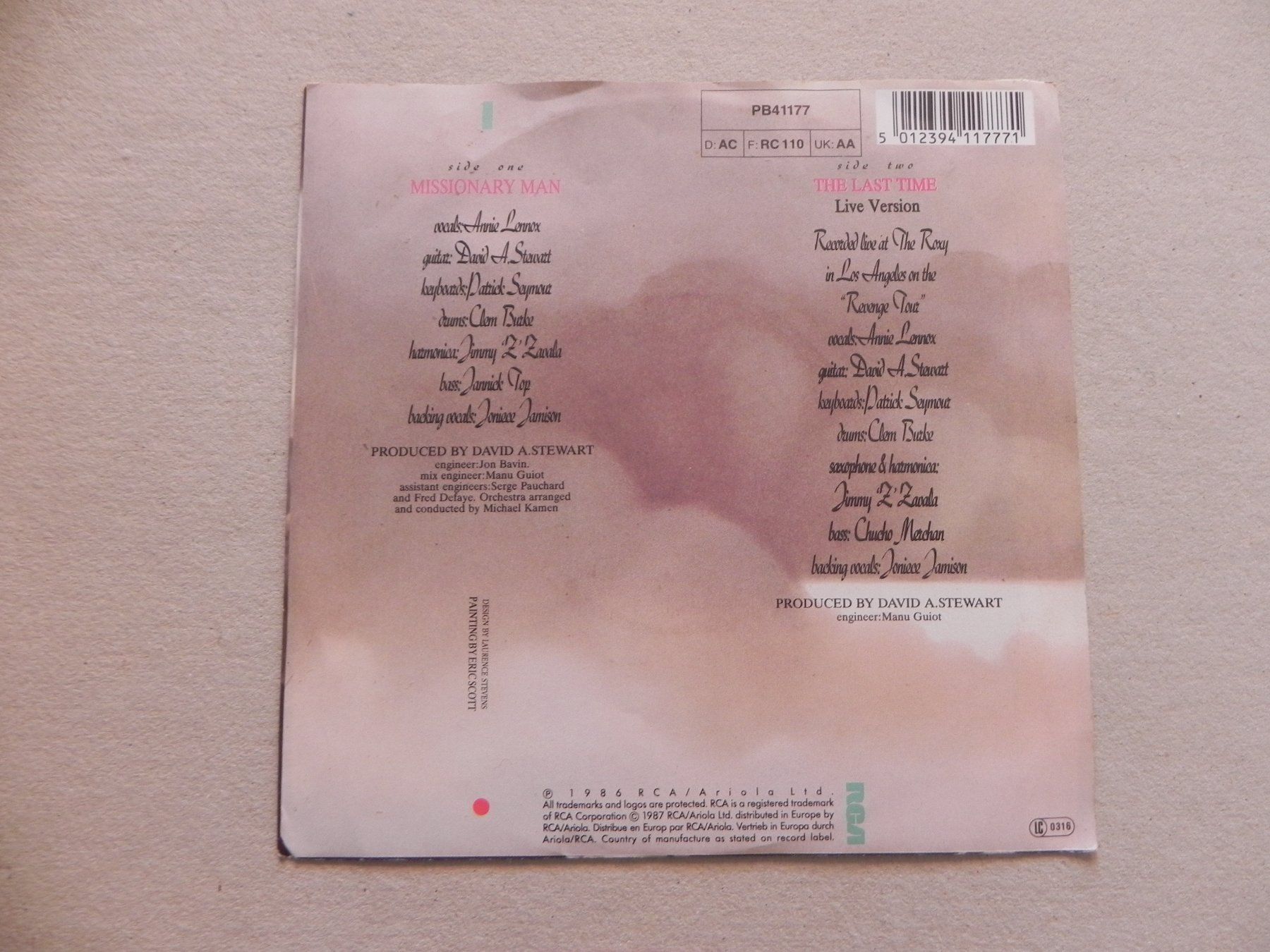Schallplatten: Single 7" RPM 45 brit. Rock Pop Duo Eurythmics 1987 – Gebraucht aus Siebnen von krimsie 1
