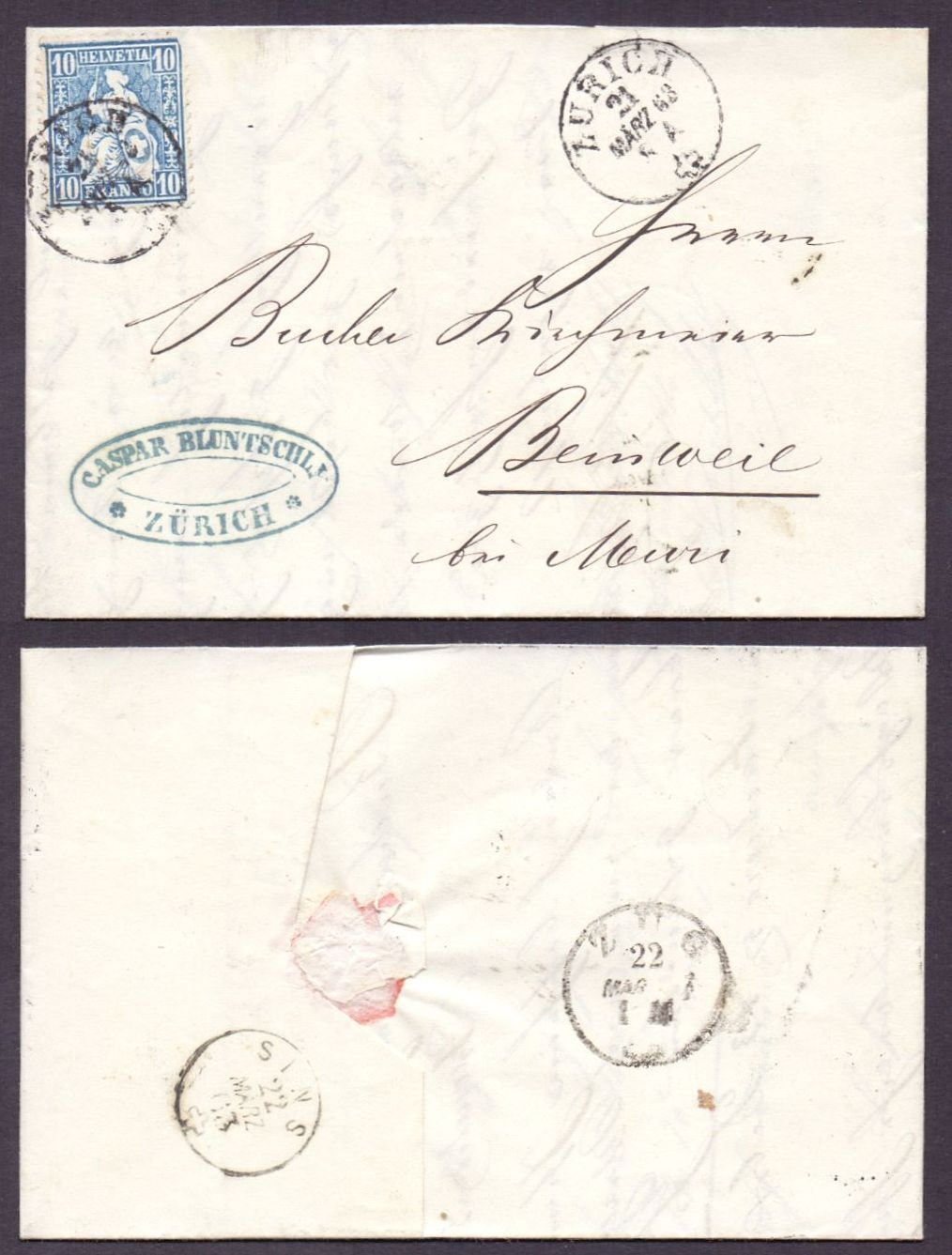 Tutti i francobolli: Zwei Faltbriefe mit Inhalt 1863 – Usato da Flamatt venduto da samowarow 2