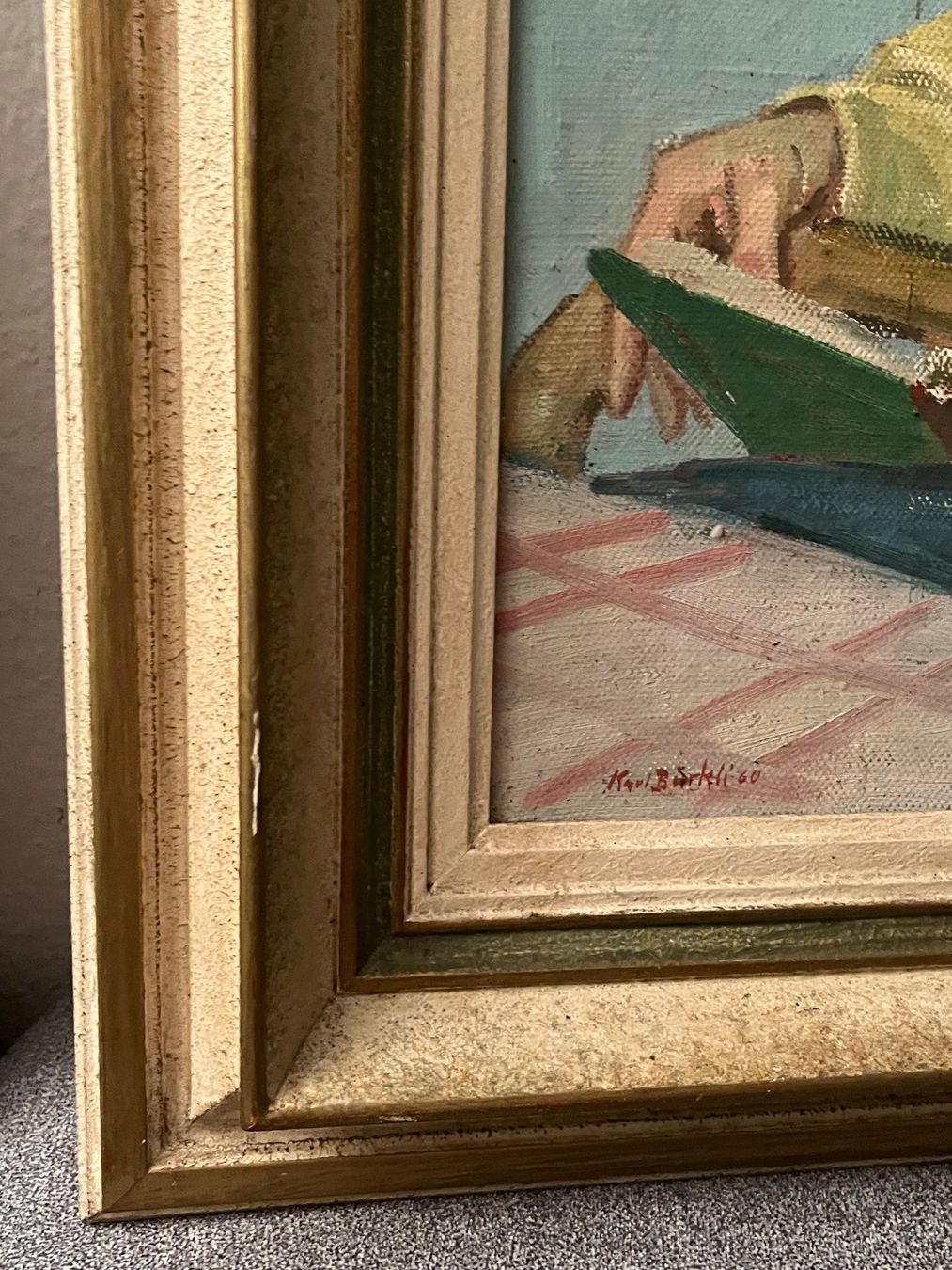 Dipinti: Karl Bürkli - Ölgemälde: Mädchen liest ein Buch, signierte – Usato da Basel venduto da Kaffee_und_Kunst 6